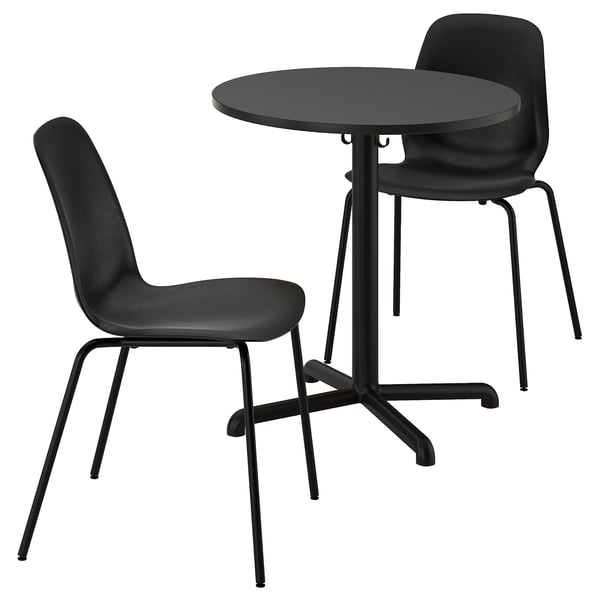 STENSELE / LIDÅS - STENSELE / LIDÅS Table and 2 chairs, anthracite anthracite/black/black, 70 cm