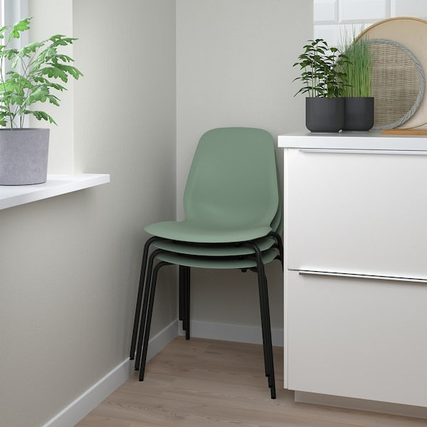 STENSELE / LIDÅS - Table and 2 chairs, anthracite anthracite/green black, 70 cm