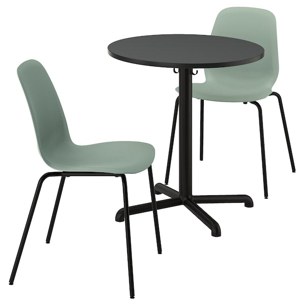 STENSELE / LIDÅS - Table and 2 chairs, anthracite anthracite/green black, 70 cm