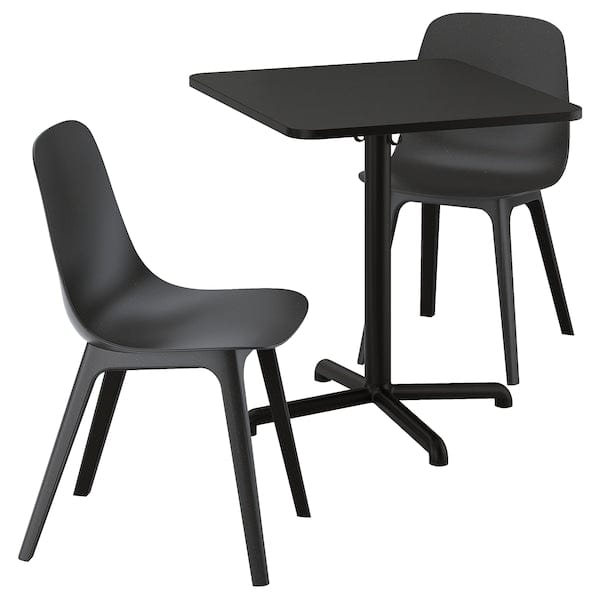 Ikea STENSELE / ODGER - Table and 2 chairs, anthracite anthracite/anthracite, 70x70 cm