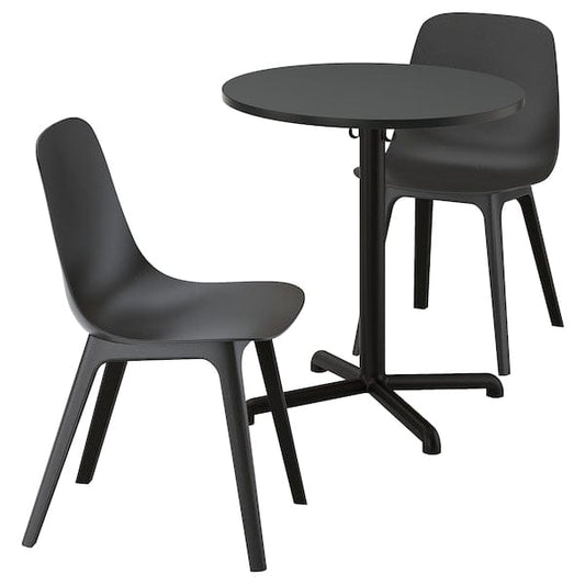 Ikea STENSELE / ODGER - Table and 2 chairs, anthracite anthracite/anthracite, 70 cm