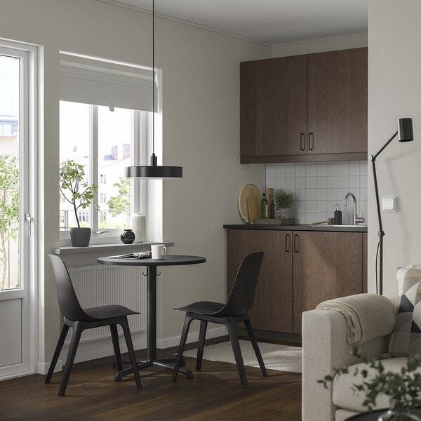 Ikea STENSELE / ODGER - Table and 2 chairs, anthracite anthracite/anthracite, 70 cm