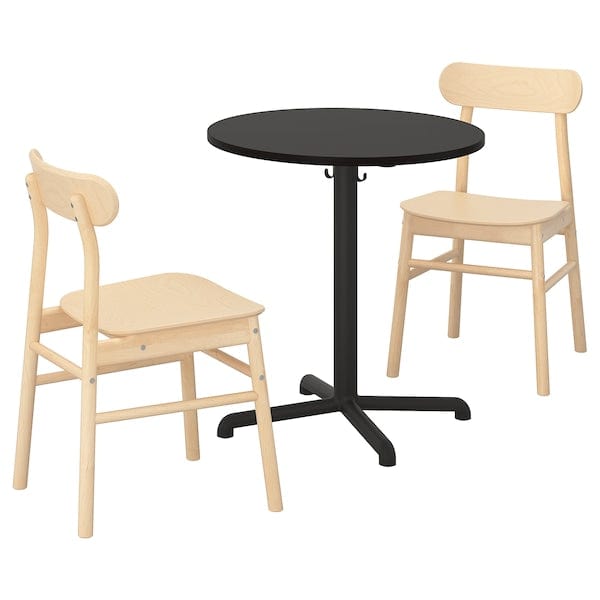 Ikea STENSELE / RÖNNINGE - Table and 2 chairs, anthracite/anthracite birch, 70 cm