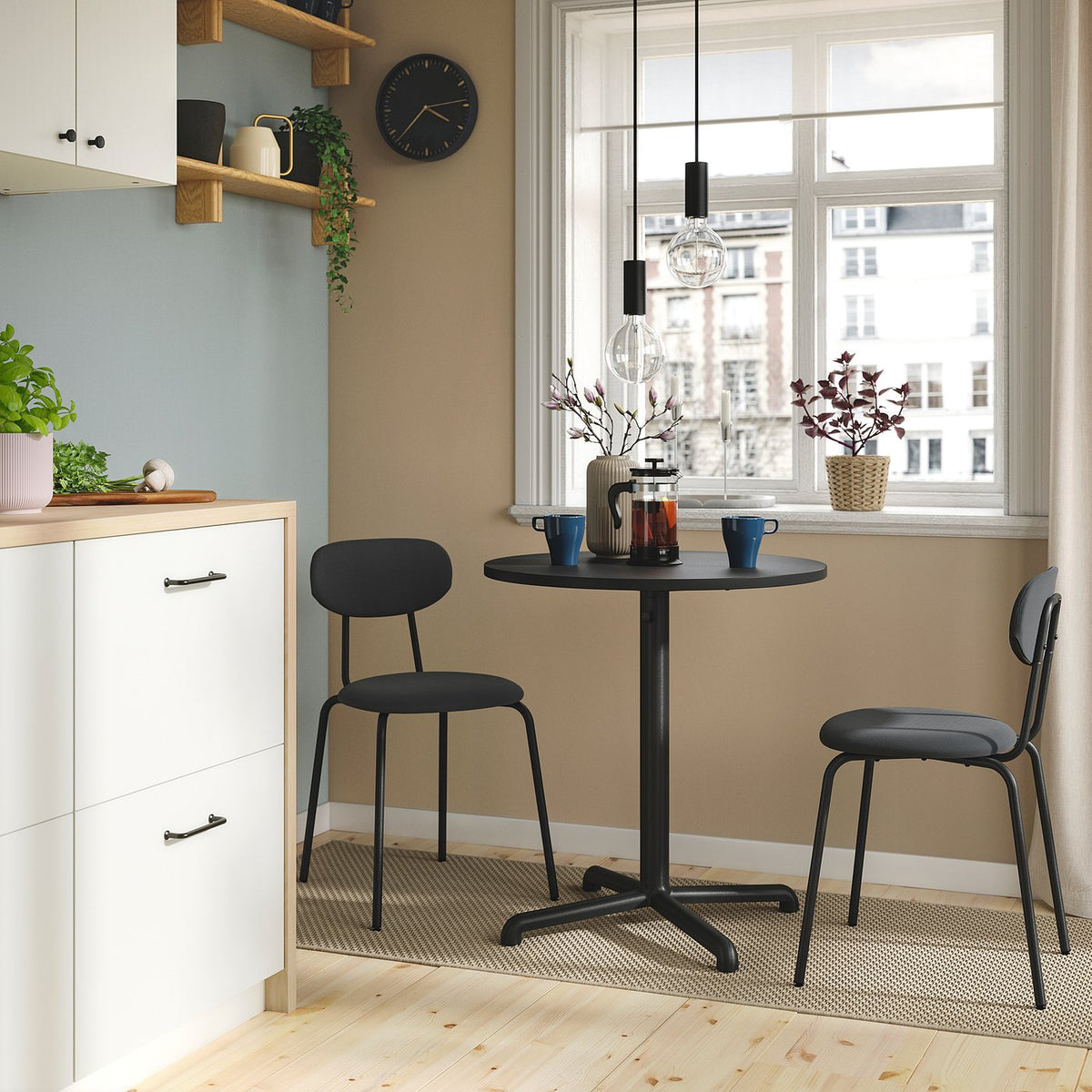 STENSELE / SANDSBERG table and 2 chairs, anthracite/Remmarn anthracite, 70 cm