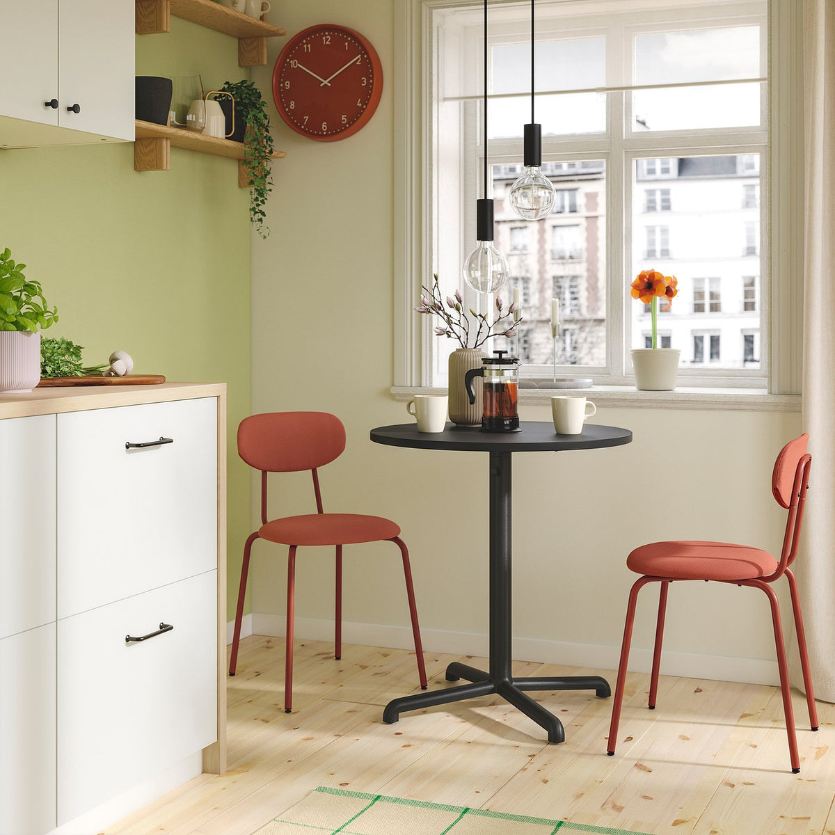 STENSELE / SANDSBERG table and 2 chairs, anthracite/Remmarn red-brown, 70 cm