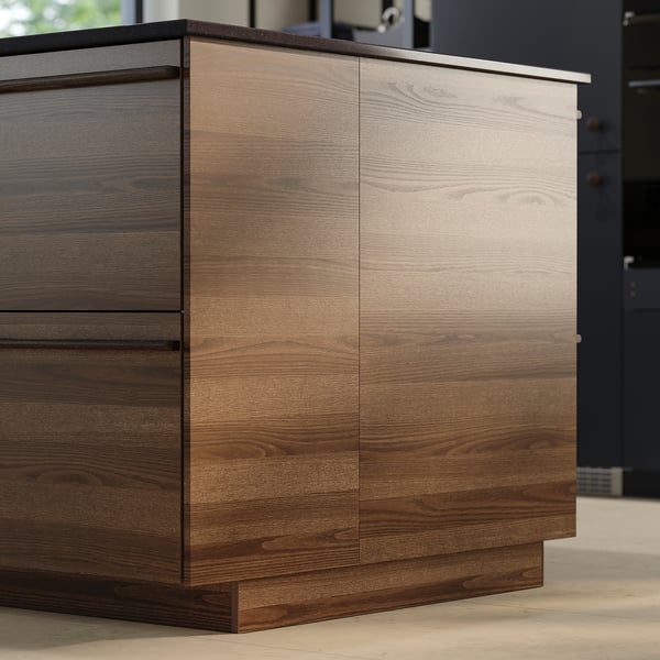 STENSTA cover panel, dark brown ash veneer, 62x80 cm