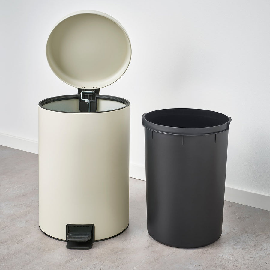 STENTRAPPA pedal bin, light grey-beige, 30 cm