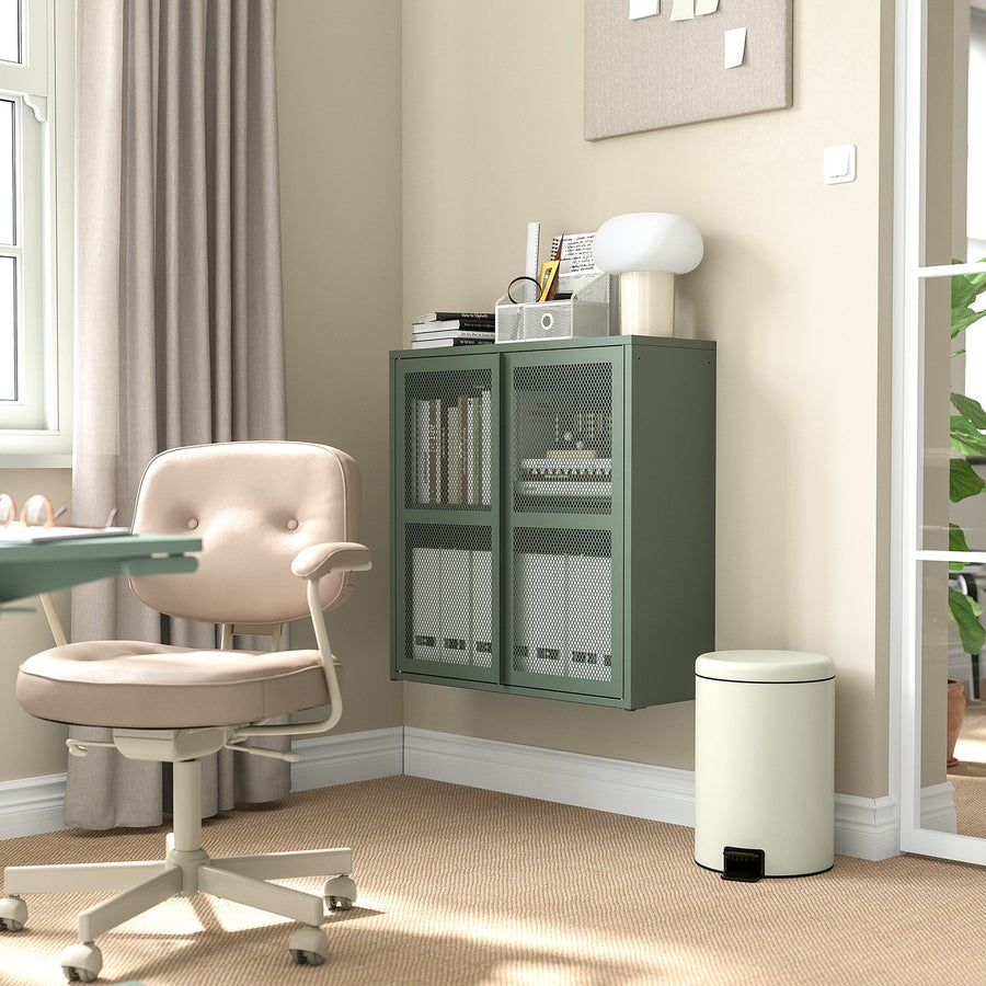 STENTRAPPA pedal bin, light grey-beige, 30 cm