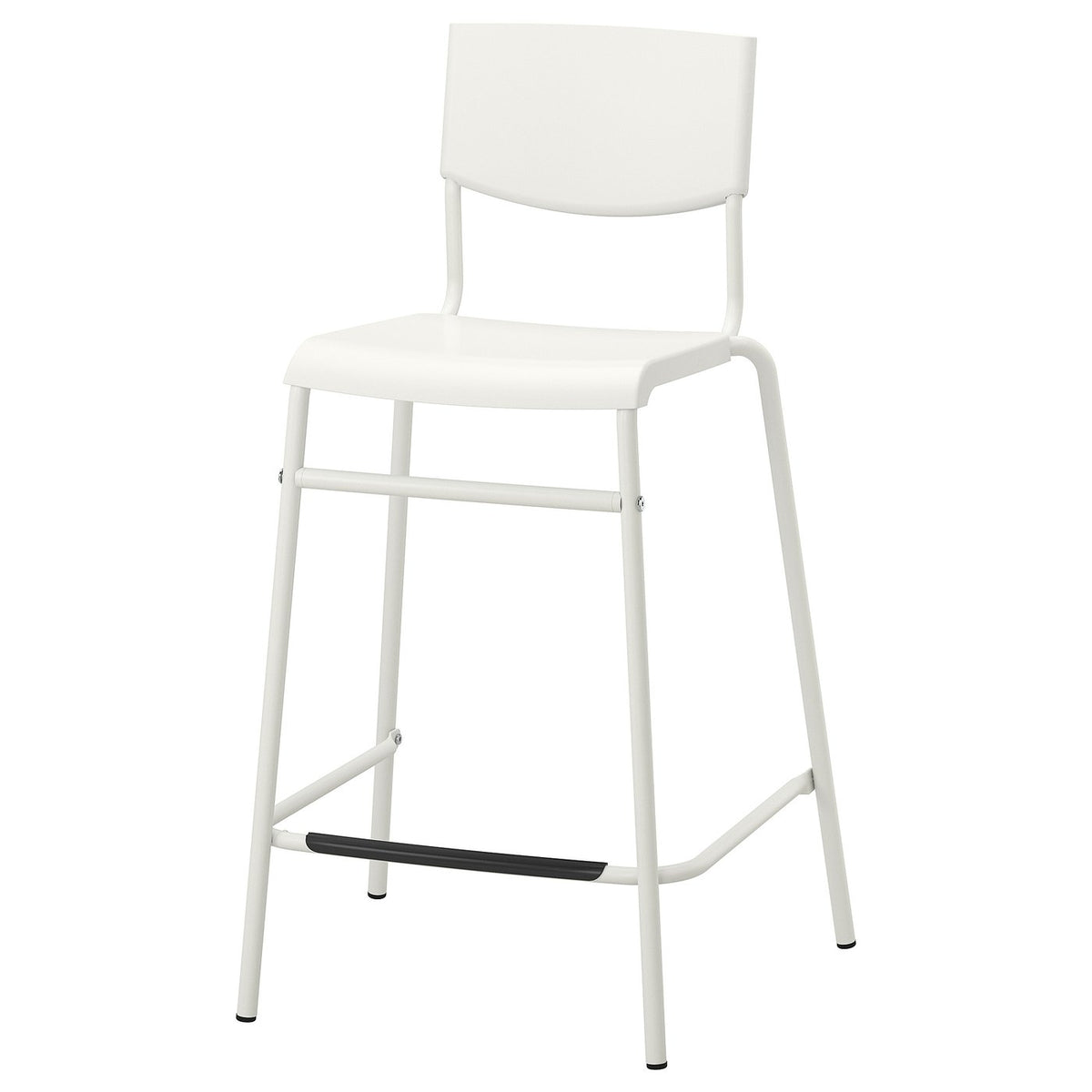STIG bar stool with backrest, counter height white/white, 63 cm