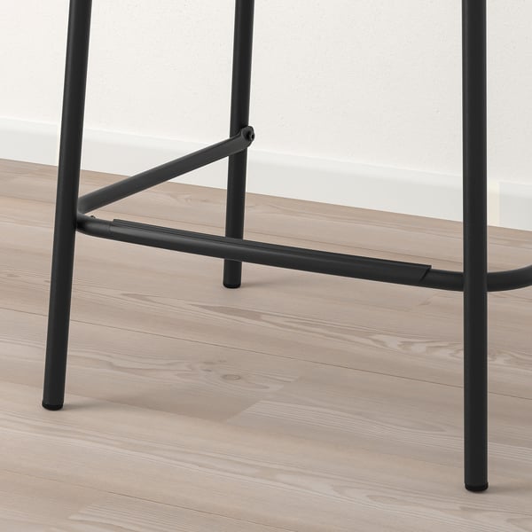 STIG bar stool with backrest, counter height black/black, 63 cm