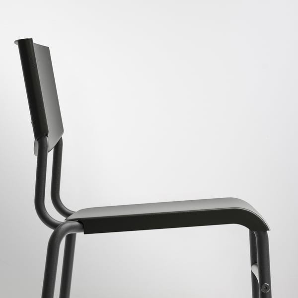 STIG bar stool with backrest, counter height black/black, 63 cm