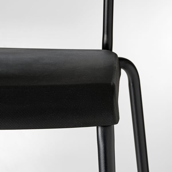 STIG bar stool with backrest, counter height black/black, 63 cm