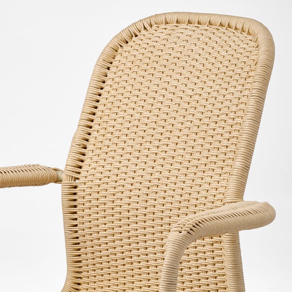 STIGBYGEL swivel chair with armrests, beige/white, 65x103x70 cm