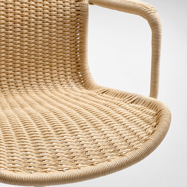 STIGBYGEL swivel chair with armrests, beige/white, 65x103x70 cm