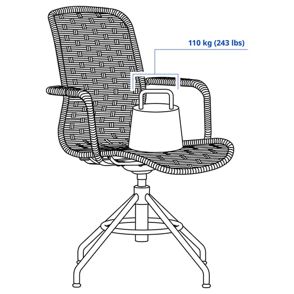 STIGBYGEL swivel chair with armrests, beige/white, 52x103x70 cm
