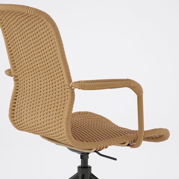 STIGBYGEL swivel chair with armrests, brown/black, 52x103x70 cm