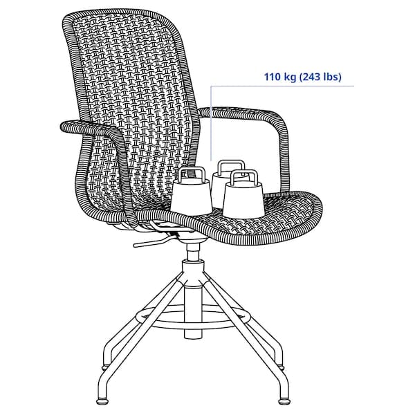 Ikea STIGBYGEL - Sedia girevole con braccioli, marrone/nero