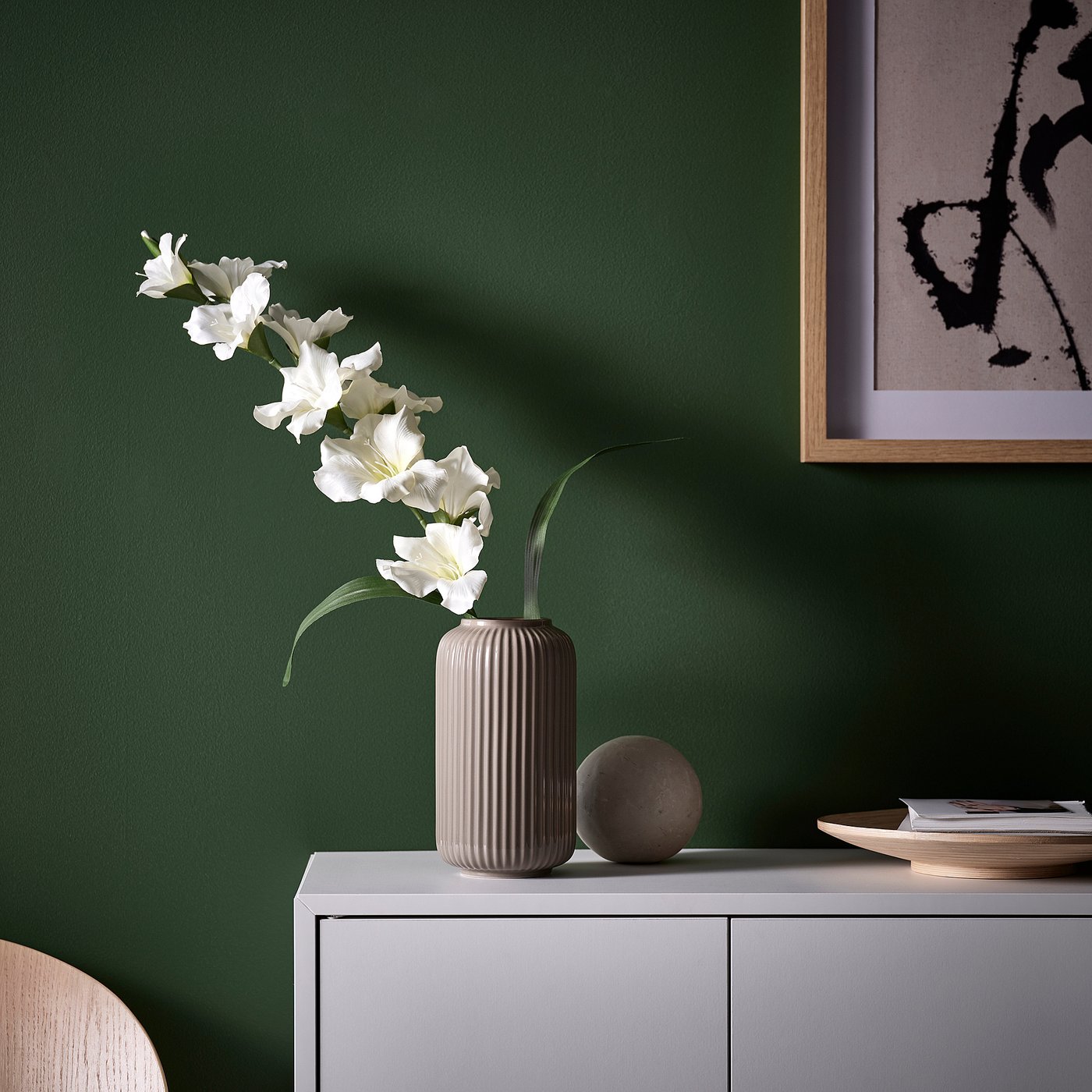 STILREN vase, dark grey-beige, 22 cm