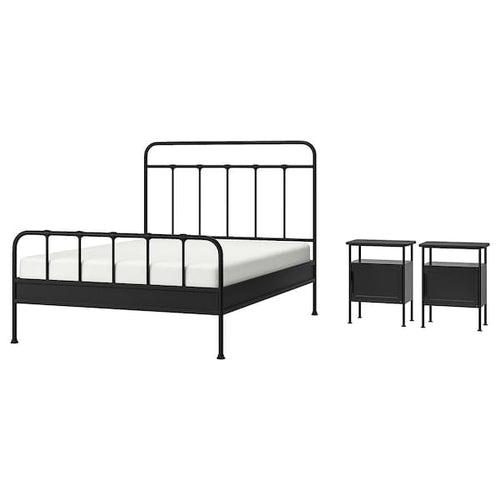 STJÄRNÖ / GRÅFJÄLLET - 3-piece bedroom set, anthracite,140x200 cm