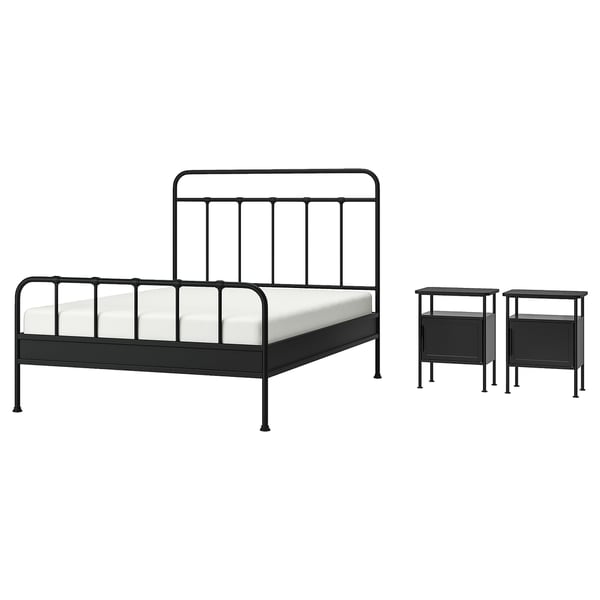 STJÄRNÖ / GRÅFJÄLLET bedroom furniture, set of 3, anthracite, 140x200 cm