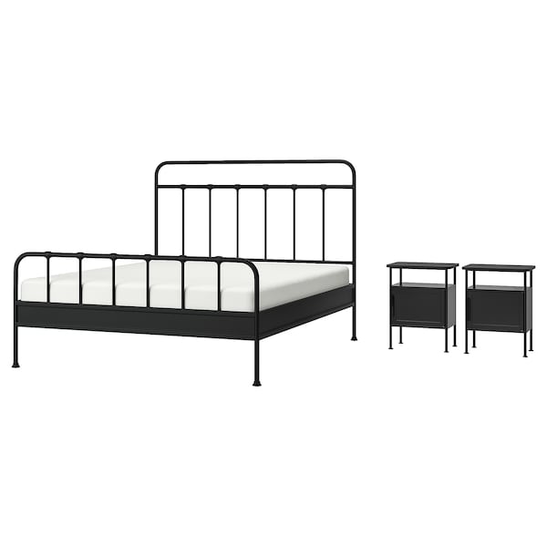 Ikea STJÄRNÖ / GRÅFJÄLLET - 3-piece bedroom set, anthracite,160x200 cm