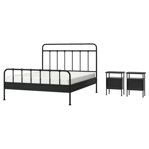 STJÄRNÖ / GRÅFJÄLLET bedroom furniture, set of 3, anthracite, 160x200 cm