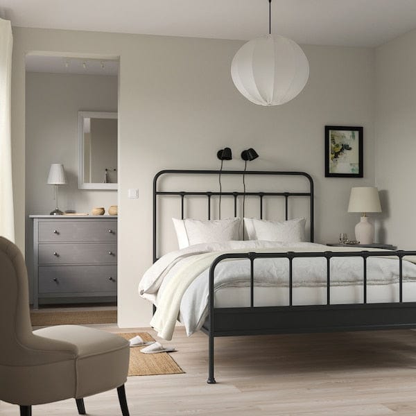 Ikea STJÄRNÖ - Bed frame, anthracite/Leirsund,140x200 cm