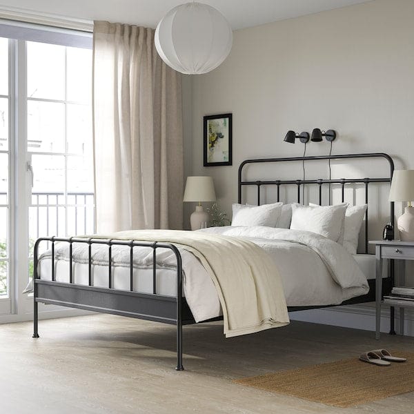 Ikea STJÄRNÖ - Bed frame, anthracite/Leirsund,160x200 cm