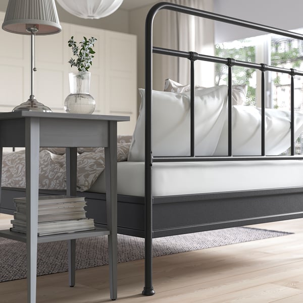STJÄRNÖ bed frame, anthracite/Leirsund, 140x200 cm
