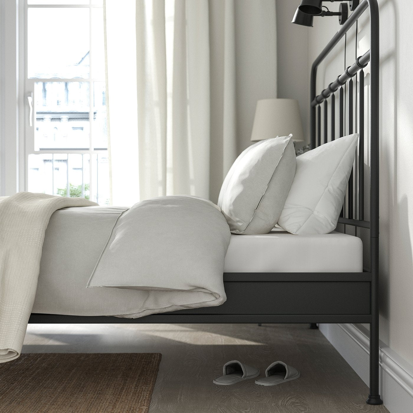 STJÄRNÖ bed frame, anthracite/Lillhällan, 160x200 cm