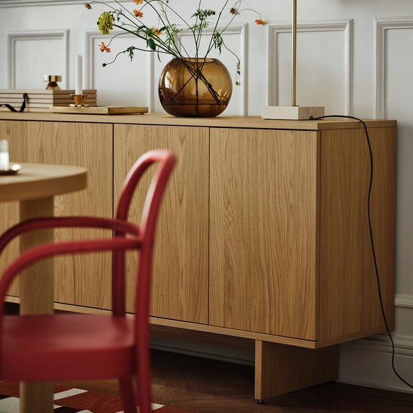 STOCKHOLM 2025 sideboard, oak veneer, 161x42x83 cm