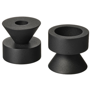 STOCKHOLM 2025 candlestick/tealight holder, black, 6.5 cm, 2 pack