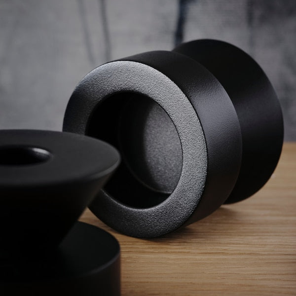 STOCKHOLM 2025 candlestick/tealight holder, black, 6 cm, 2 pack