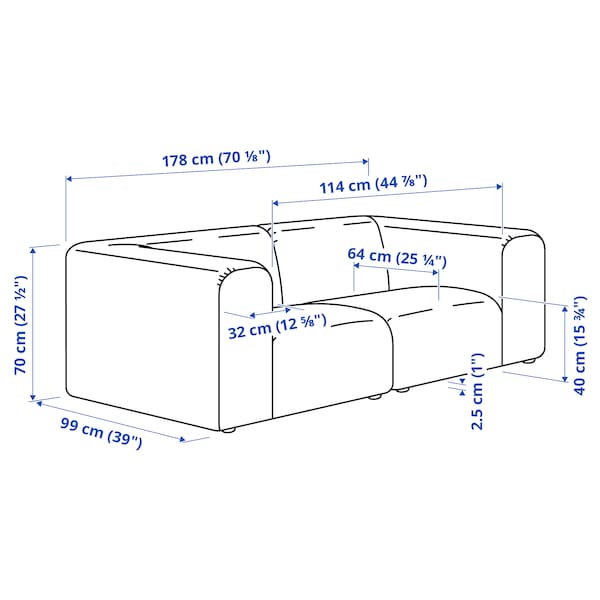 STOCKHOLM 2025 2-seat sofa, Alhamn dark turquoise, 178x70x99 cm