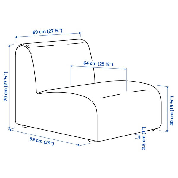 STOCKHOLM 2025 1-seat section, Djurmo grey/white, 69x70x99 cm