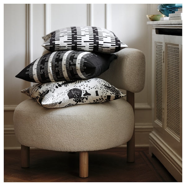 STOCKHOLM 2025 cushion cover, off-white/black, 50x50 cm
