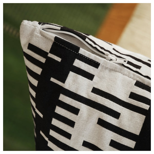 STOCKHOLM 2025 cushion cover, off-white/black, 50x50 cm