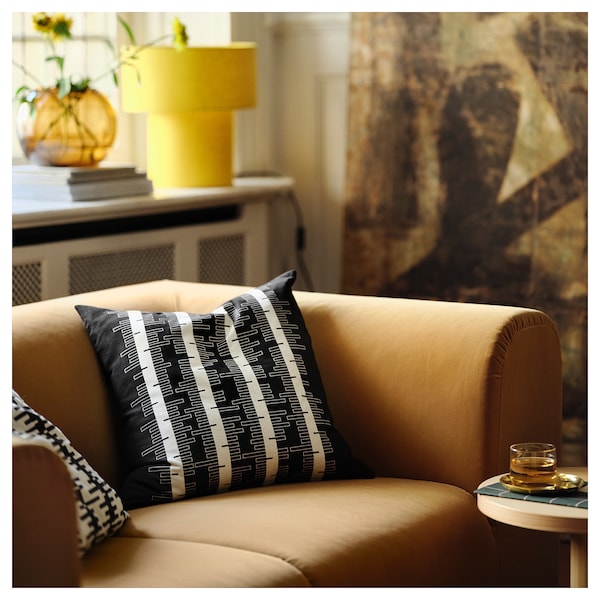 STOCKHOLM 2025 cushion cover, black/off-white, 50x50 cm