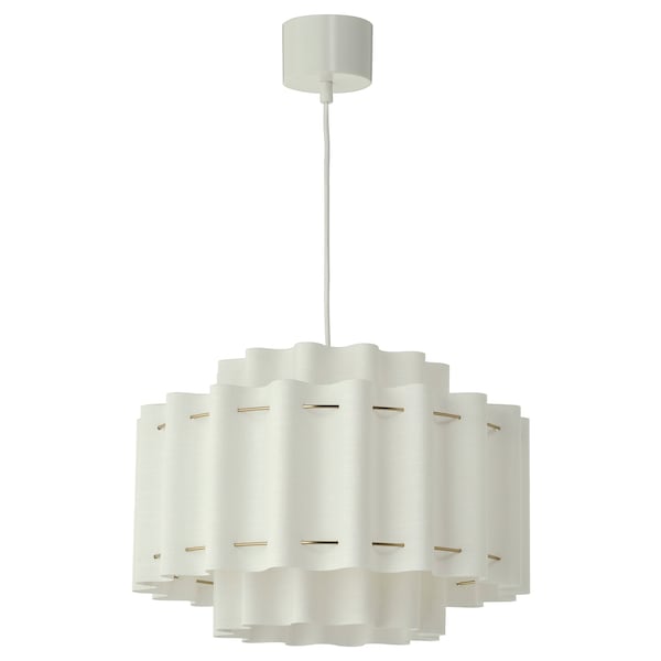 STOCKHOLM 2025 - Pendant lamp, white textile/brass-plated, 50 cm
