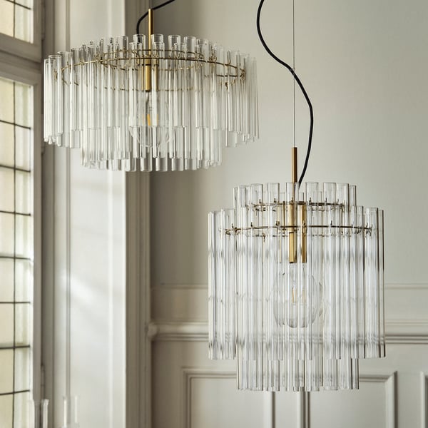 STOCKHOLM 2025 pendant lamp, glass/brass-plated, 38 cm