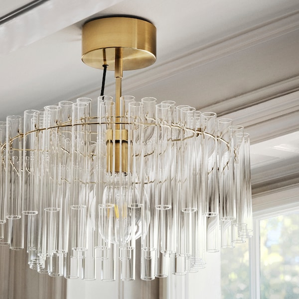STOCKHOLM 2025 pendant lamp, glass/brass-plated, 54 cm