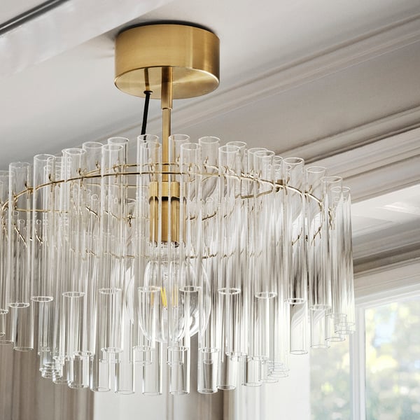 STOCKHOLM 2025 pendant lamp, glass/brass-plated, 54 cm