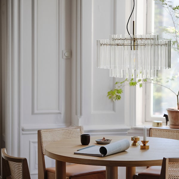 STOCKHOLM 2025 pendant lamp, glass/brass-plated, 54 cm