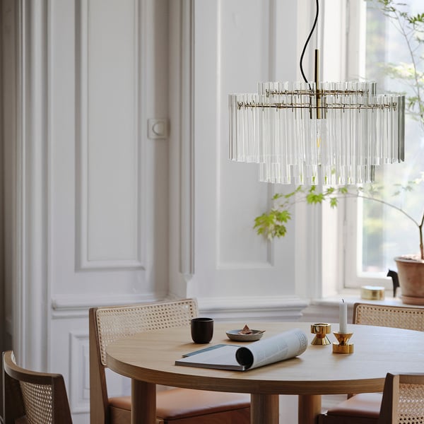 STOCKHOLM 2025 pendant lamp, glass/brass-plated, 54 cm