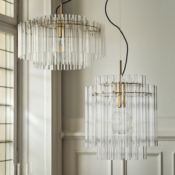 STOCKHOLM 2025 pendant lamp, glass/brass-plated, 54 cm