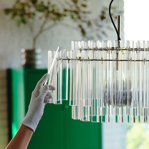 STOCKHOLM 2025 pendant lamp, glass/brass-plated, 54 cm