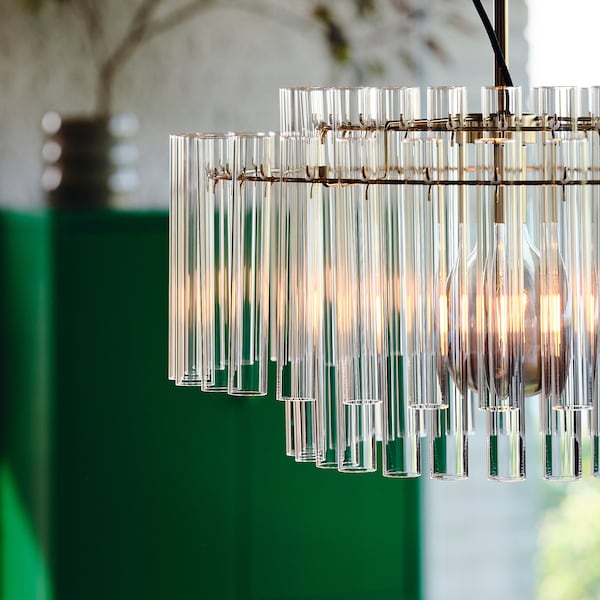 STOCKHOLM 2025 pendant lamp, glass/brass-plated, 54 cm