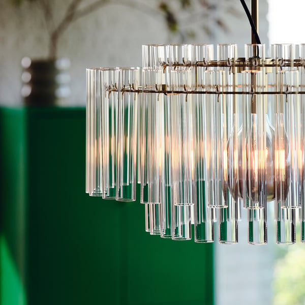 STOCKHOLM 2025 pendant lamp, glass/brass-plated, 54 cm