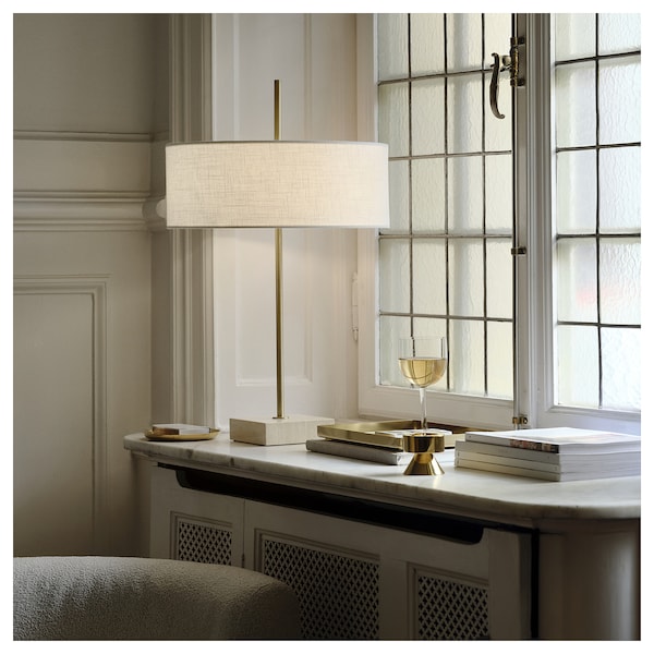 STOCKHOLM 2025 - Table lamp, white fabric/potted,65 cm