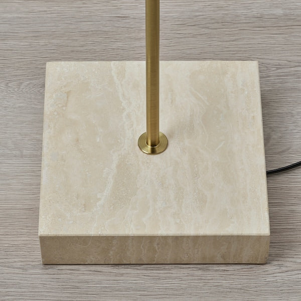 STOCKHOLM 2025 floor lamp, white textile/brass-plated, 159 cm